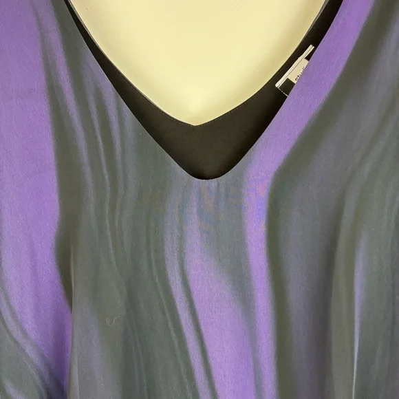 Studio 1940 Sheer Romantic Stylish Chiffon Purple Black Blouse Top Size 14/16 g - Picture 3 of 8